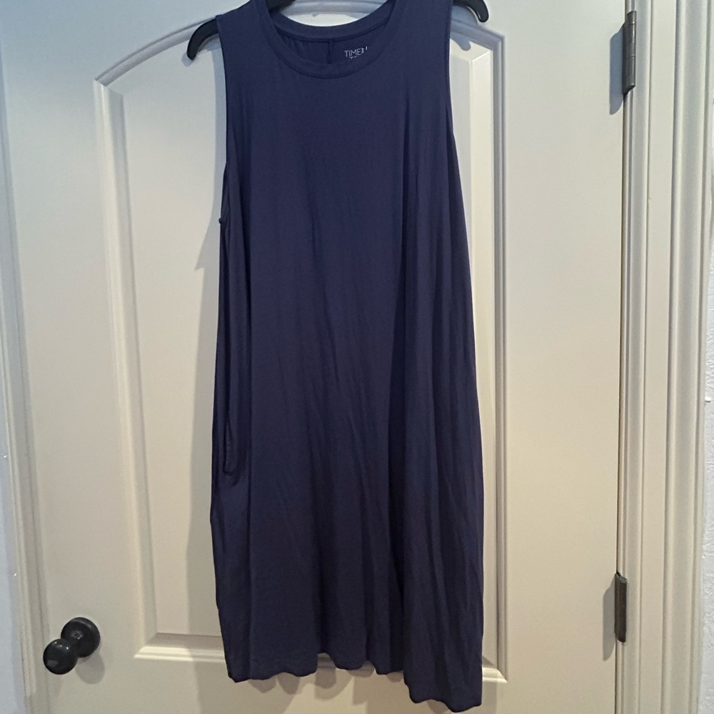 Time and Tru Navy Sleeveless Midi Swing Dress